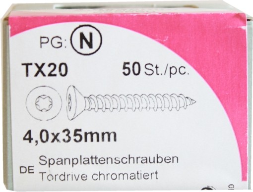 50 Stück Spanplattenschrauben Tordrive chromatiert 4,0x 35mm KP 50