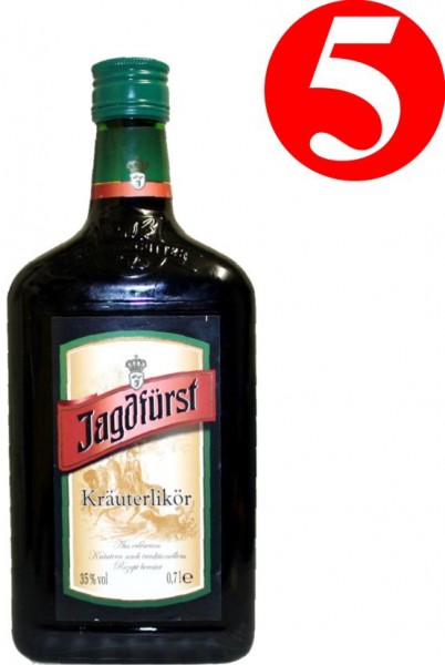5x Jagdfürst Kräuterlikör 35% Vol. 0.7 Liter Flasche