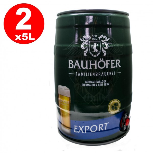 2 x Bauhöfer (Ulmer) Export Partyfass 5,0 Liter 5,4% vol.