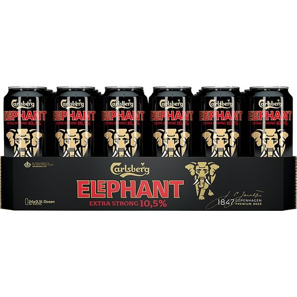 24x 0,5L Elephant Beer extra strong Starkbier 10.5% Vol EINWEG Reduiziert leicht verbeulte Dosen