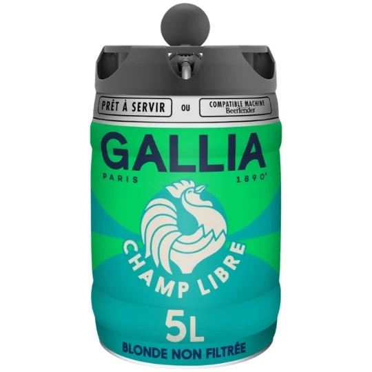 Gallia-Paris Bière blonde non filtres 5,8 fût pression 5l Partyfass Einweg