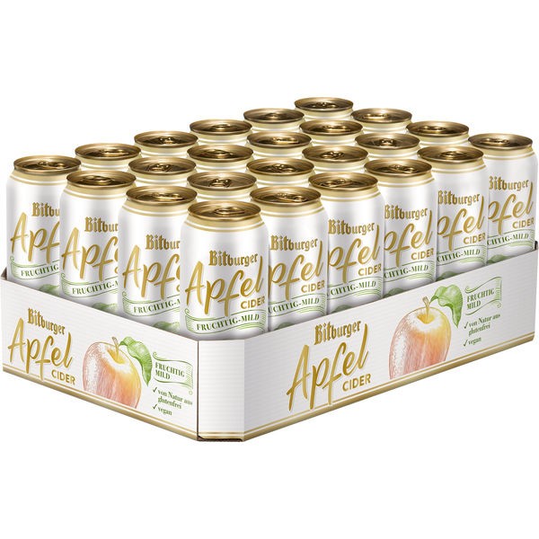 24 Dosen 0,5L Bitburger Apfel cider 5,3% vol Einweg - MHD: 8.5.24 Reduziert