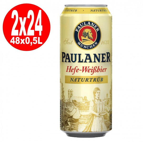 2 x 24 x Paulaner Hefeweißbier naturtrüb 0,5L Dose 5,5% Vol.alc EINWEG