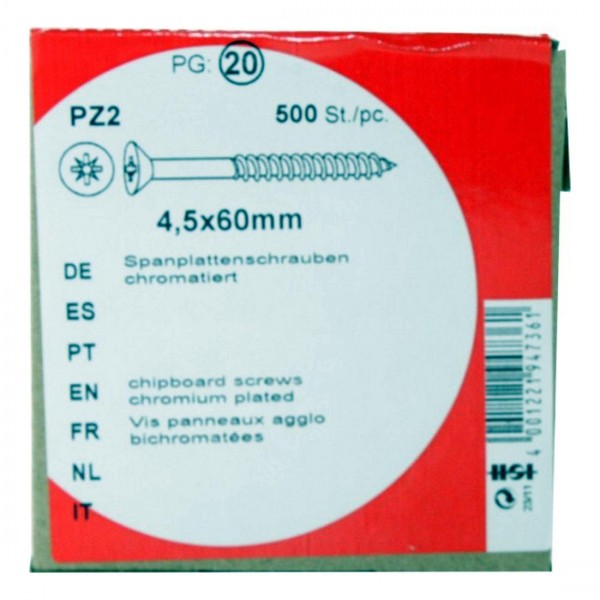 Spanplattenschrauben Pozidrive chromatiert 4,5x60mm HW 500