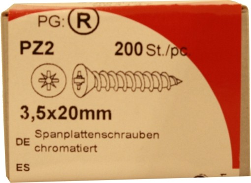 200 Stück Spanplattenschrauben Pozidrive chromatiert 3,5x20mm KP 200