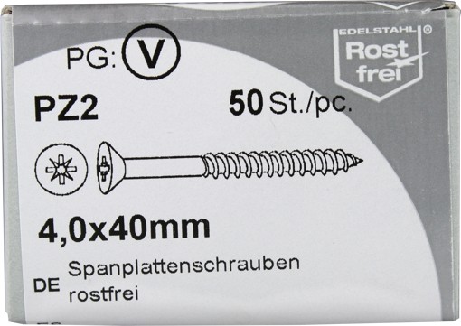 50 Stück Spanplattenschrauben Pozidrive rostfrei 4,0x40mm KP 50