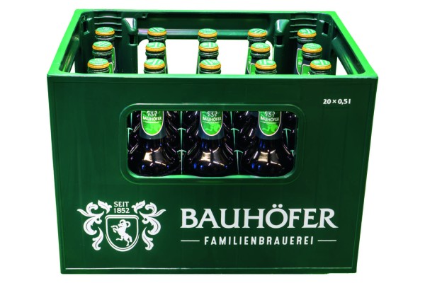 20 x Bauhöfer (Ulmer) Pilsener 0,5 Liter 5,2% vol. Originalkiste MEHRWEG