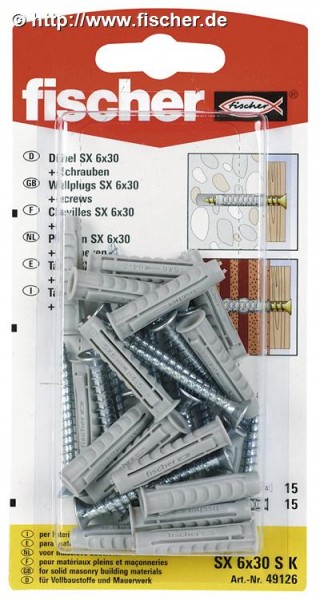 Dübel SX 6 x 30 K mit Schrauben