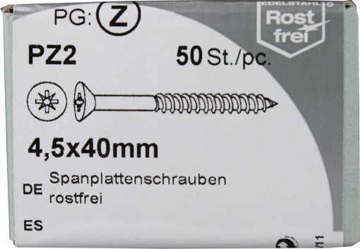 50 Stück Spanplattenschrauben Pozidrive rostfrei 4,5x40mm KP 50