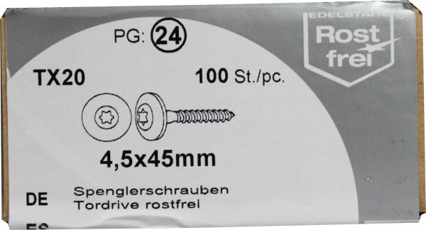 100 Spenglerschrauben Tordrive V2A 4,5x45mm