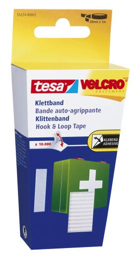 Klettband zum Aufkleben weiß 20 mm : 100 cm