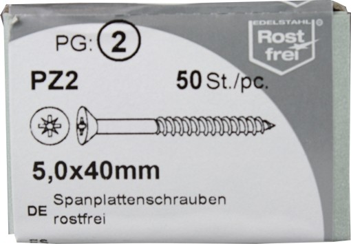 50 Stück Spanplattenschrauben Pozidrive rostfrei 5,0x 40mm KP 50