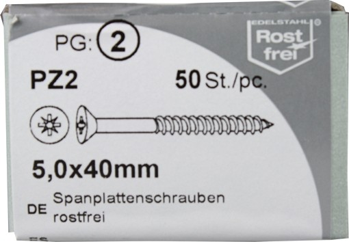 50 Stück Spanplattenschrauben Pozidrive rostfrei 5,0x 40mm KP 50