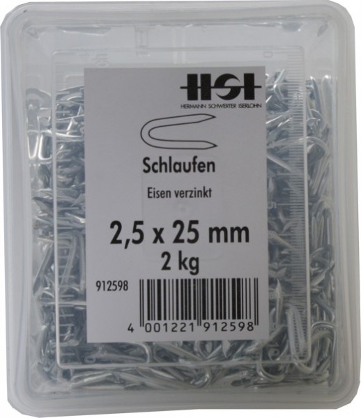 Schlaufen 2,5 x 25mm aus Eisen 2kg