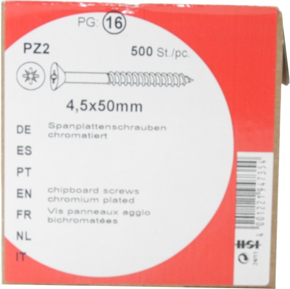 Spanplattenschrauben Pozidrive chromatiert 4,5x50mm HW 500