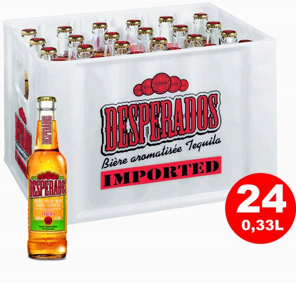 24 x Desperados Tequila Bier 0,33 Liter 5,9 % Vol. Originalkiste MEHRWEG