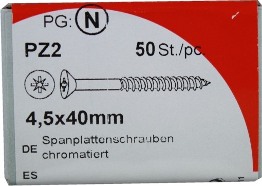 50 Stück Spanplattenschrauben Pozidrive chromatiert 4,5x40mm KP 50
