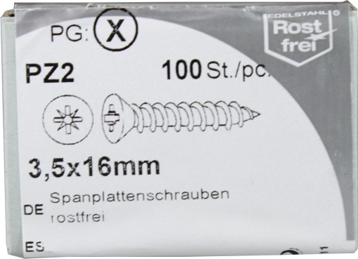 100 Stück Spanplattenschrauben Pozidrive rostfrei 3,5x16mm KP 100