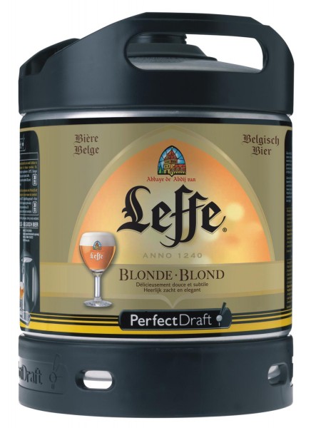 Leffe blonde aus Belgien Perfect Draft 6 Liter Fass 6,6 % vol. MEHRWEG