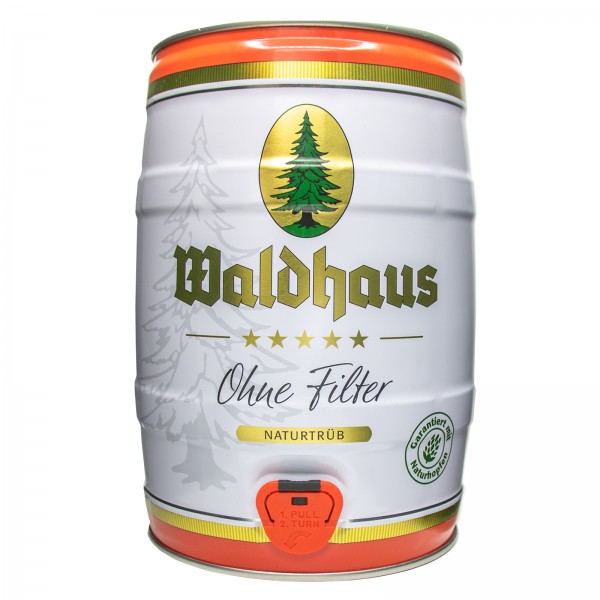 2 x Waldhaus ohne Filter Naturtrüb 5 L Partyfass 5,6 % vol. Das Männerbier