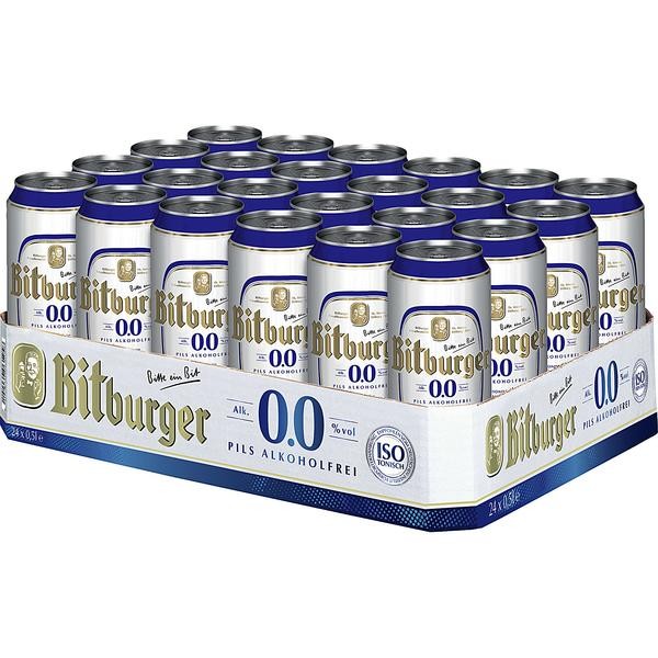 2 x Bitburger Pilsener 24x0,5L = 48 Dosen 0.0 ALKOHOLFREI EINWEG