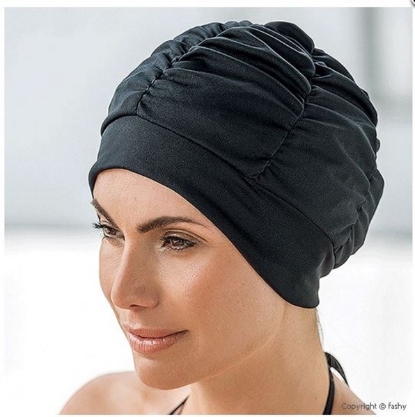 Badehaube 3403_20 Damen schwarze Polyester Badekappe