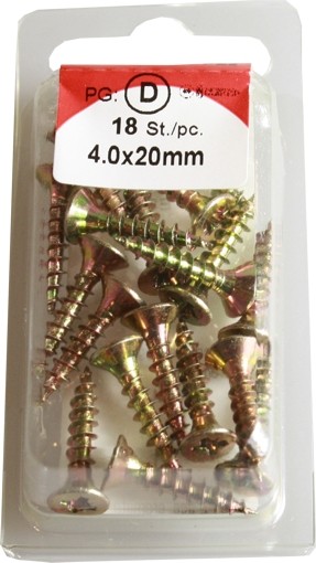 18 Stück Spanplattenschrauben Pozidrive chromatiert 4,0x20mm HP 18