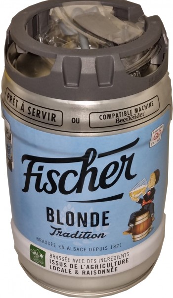 Fischer bier blonde 5 Liter 6,0%vol. mit Zapfhahn Partyfass EINWEG