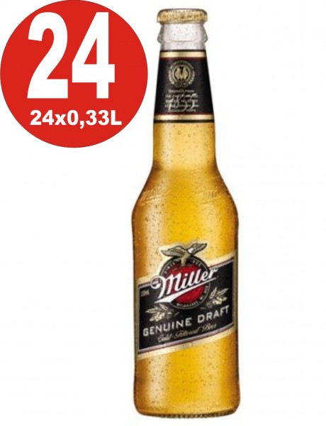 24 Flaschen Miller Genuine Draft USA beer 0,33L 4,7% vol. alc EINWEG
