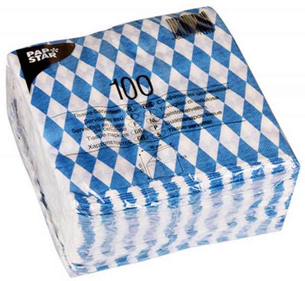 1 Pack x 100 Tissue - Servietten Bayernraute Bayrisch blau 33 x33 cm zum