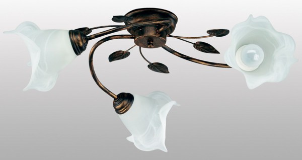 090/3 - Lampex Plafond Bluszcz 3 metal/glass 23 x 63 cm