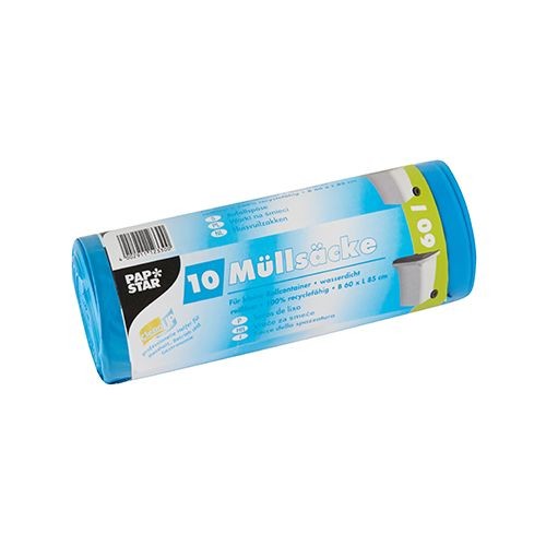 Papstar 9 Rollen x 10 Müllsäcke, LDPE-Folie, 60 l, blau, H 85 x B 60 cm