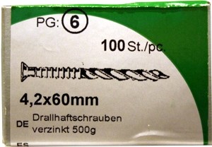 100 Stück Drallhaftschrauben verzinkt 4,2x60mm