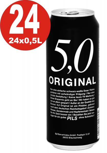 24x0,5L Dosen 5.0 Original Pils 5% Vol Dosenbier_Einwegpfand