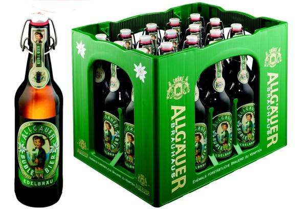 20 x Allgäuer Büble Das Helle Edelbräu 0,5L Bügelflasche 5,5% vol. Originalkiste MEHRWEG