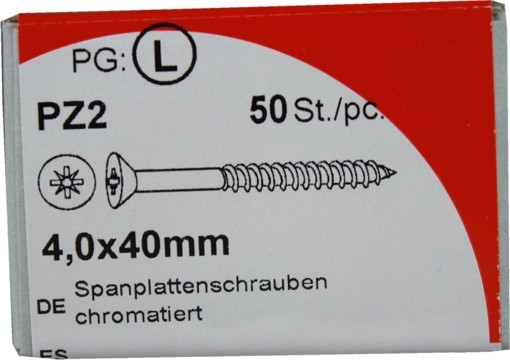 50 Stück Spanplattenschrauben Pozidrive chromatiert 4,0x40mm KP 50