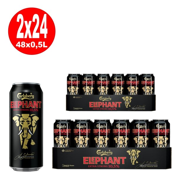 2 x Carlsberg Elephant Beer extra strong Starkbier 24x 0,5L = 48 Dosen 10.5% Vol EINWEG