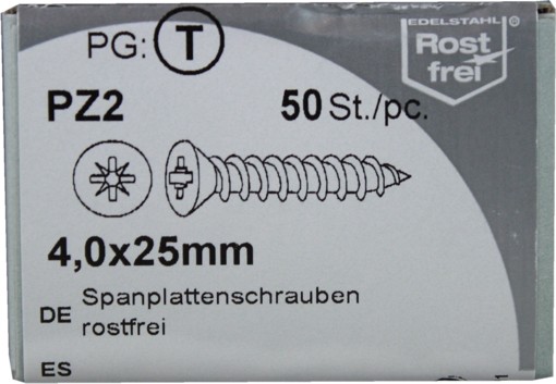 50 Stück Spanplattenschrauben Pozidrive rostfrei 4,0x25mm KP 50