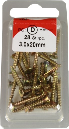 28 Stück Spanplattenschrauben Pozidrive chromatiert 3,0x20mm HP 28
