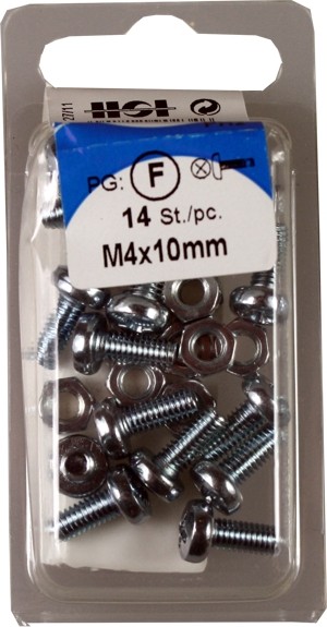 14 Stück Gewindeschrauben mit Muttern M4x10mm