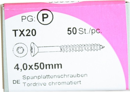 50 Stück Spanplattenschrauben Tordrive chromatiert 4,0x 50mm KP 50