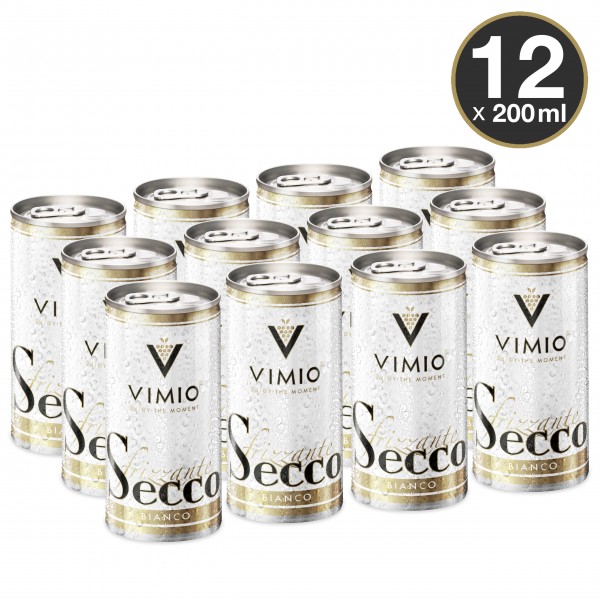 12 x Vimio Secco Frizzante Bianco Perlwein Weiß 10,5% vol. 200 ml Dose