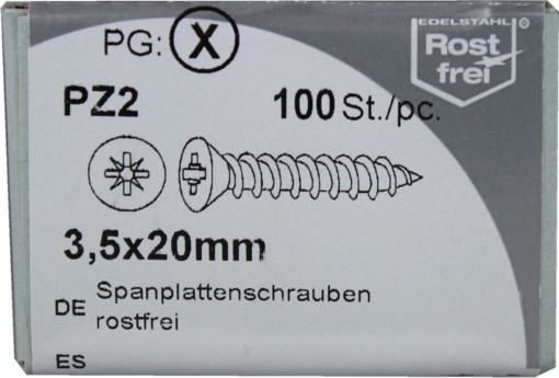 100 Stück Spanplattenschrauben Pozidrive rostfrei 3,5x20mm KP 100
