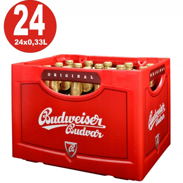 24 x Budweiser Budvar 0,33 Originalkiste 5,0% Vol MEHRWEG