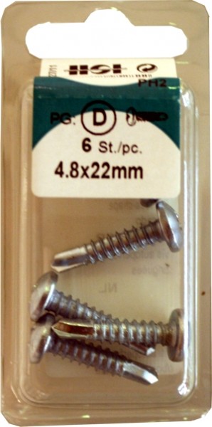 6 Stück Bohrschrauben verzinkt Liko 4,8x22mm