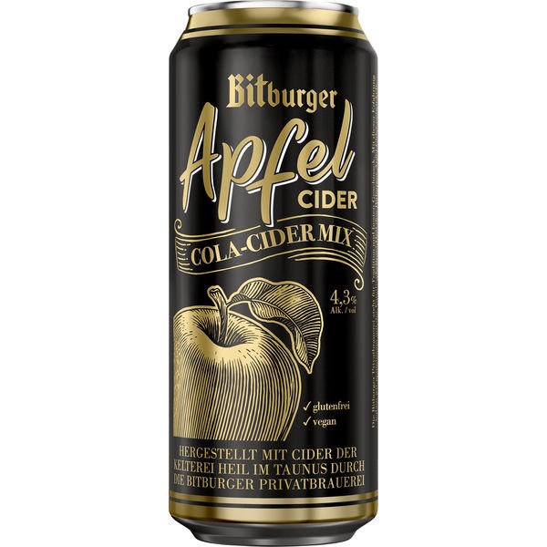 24 Dosen 0,5L Bitburger Apfel Cola Cider alc. 4,3 % vol- Einwegpfand-Copy