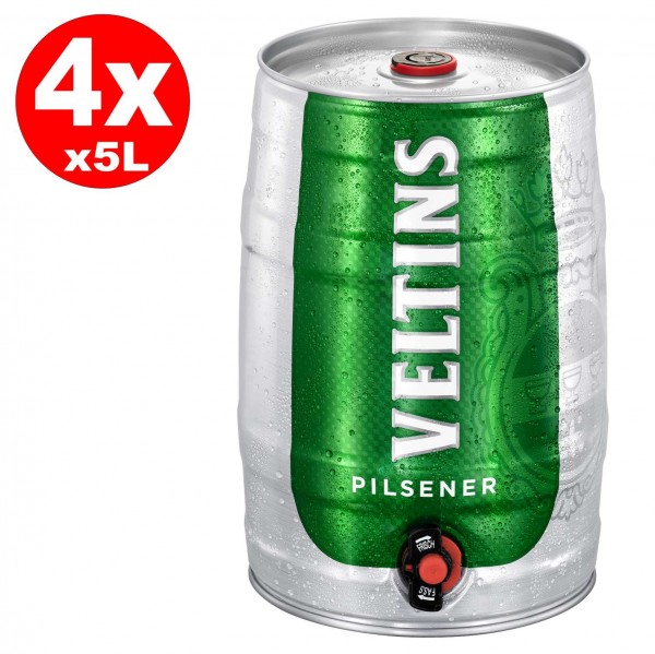 4 x Veltins Pilsener 5 Liter Partyfass 4,8% vol.