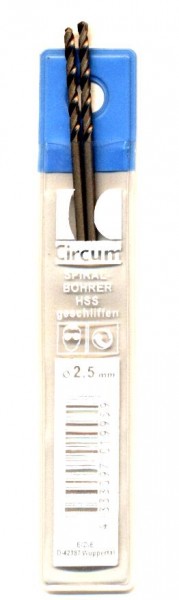 Spiralbohrer 338RN geschliffen 2,5 mm HSSCo 2 Stück .TCI