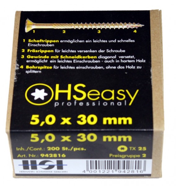 HS-easy Spanplattenschrauben 5,0x30mm