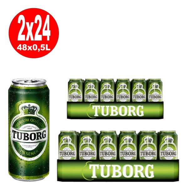 2 x Tuborg Pilsener aus Dänemark 24x 0,5L = 48 Dosen 4,9% Vol.-_EINWEG